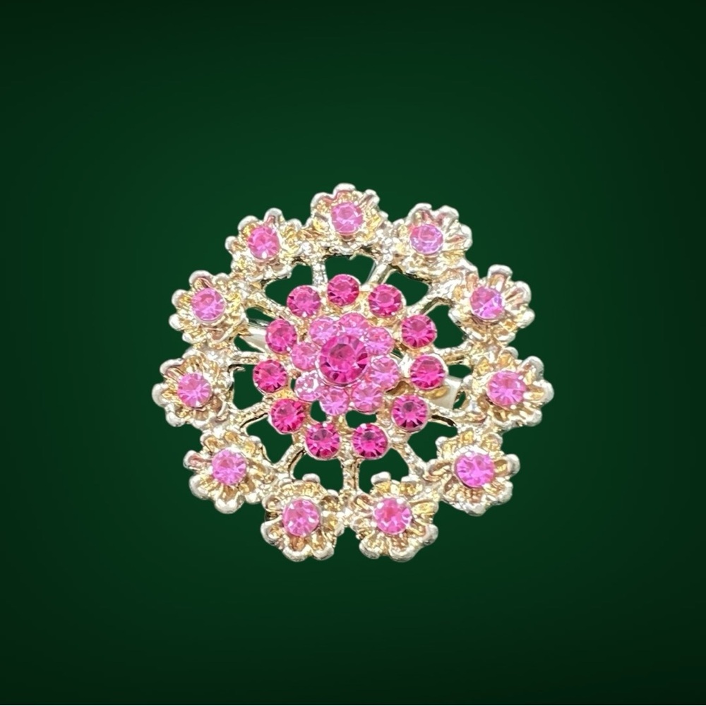 Vintage Floral Gemstone Brooch